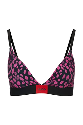 Stretch-cotton triangle bra with seasonal pattern