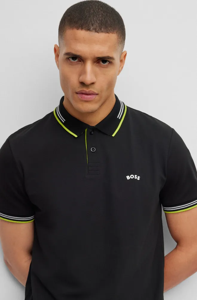 Slim-fit polo shirt stretch piqué