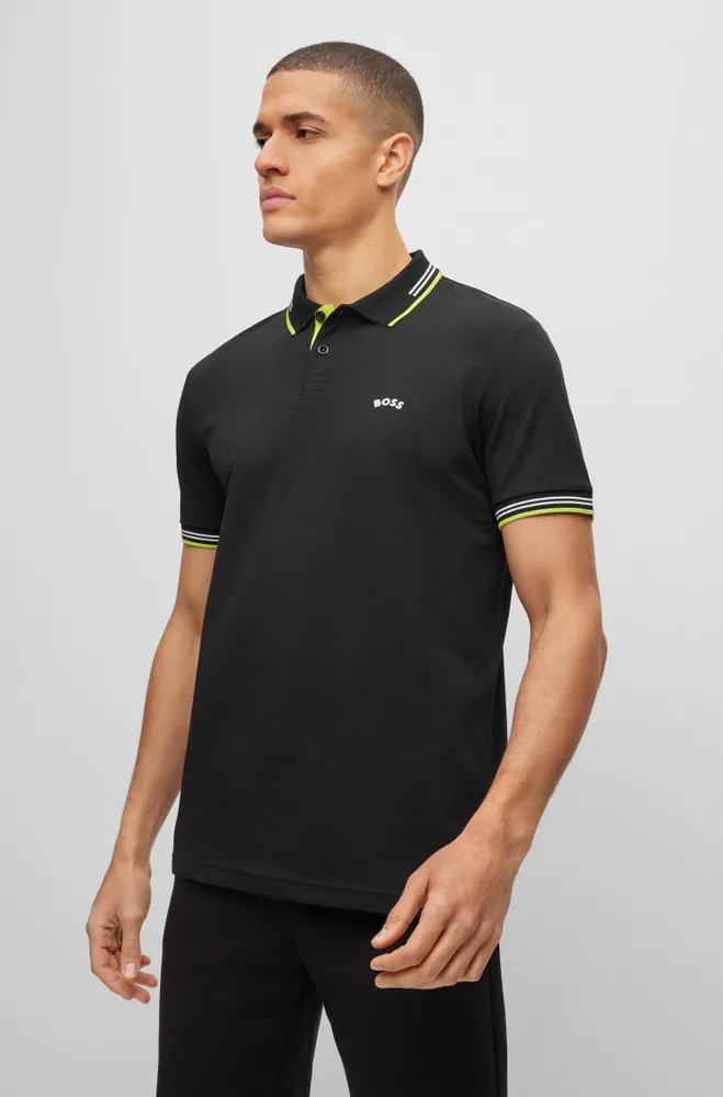 Slim-fit polo shirt stretch piqué