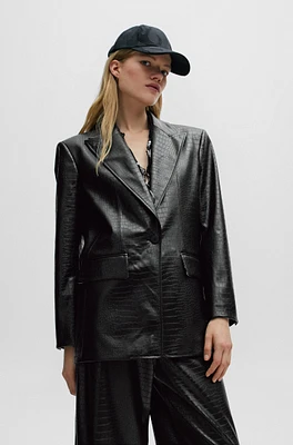 Oversize-fit jacket faux leather with snake print