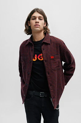 Oversize-fit shirt checked cotton flannel