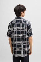 Relaxed-fit shirt abstract-print canvas