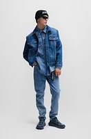 Oversize-fit denim shirt with flap chest pockets