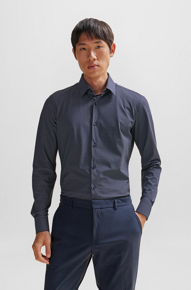 Slim-fit shirt printed performance-stretch fabric