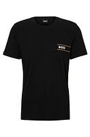 Cotton-jersey underwear T-shirt with logo and stripes