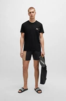 Cotton-jersey underwear T-shirt with logo and stripes