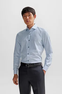 Slim-fit shirt printed Oxford stretch cotton