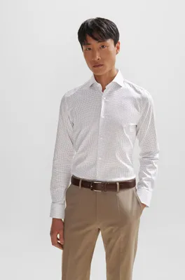 Slim-fit shirt printed Oxford stretch cotton