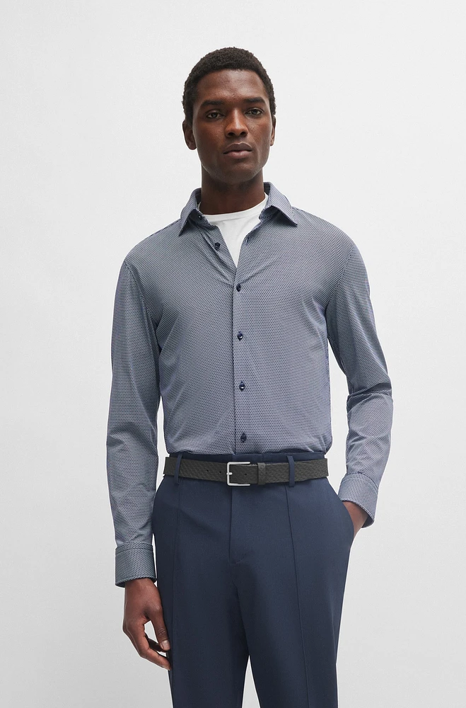 Slim-fit shirt printed performance-stretch material