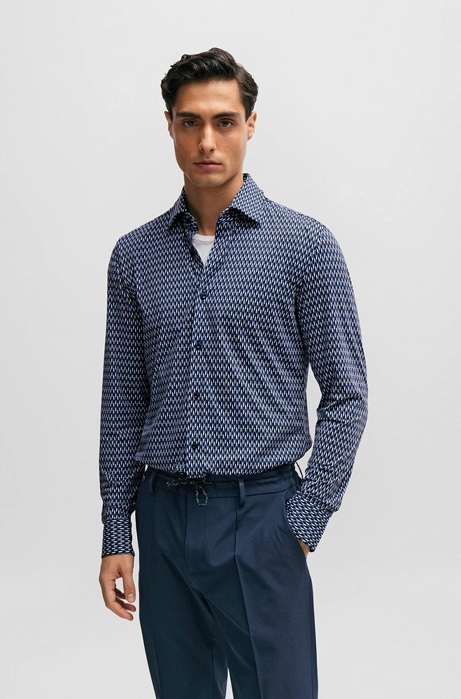 Slim-fit shirt printed performance-stretch material