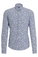 Slim-fit shirt printed performance-stretch material