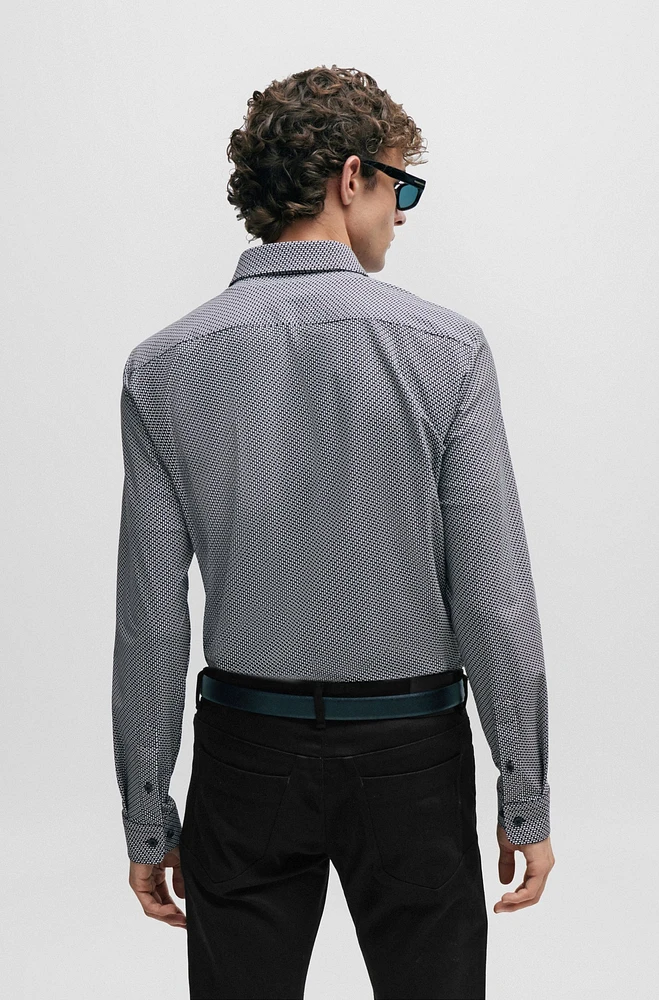 Slim-fit shirt printed performance-stretch fabric