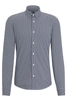 Slim-fit shirt geometric-printed performance-stretch material