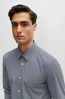 Slim-fit shirt geometric-printed performance-stretch material