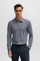 Slim-fit shirt geometric-printed performance-stretch material