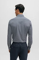 Slim-fit shirt geometric-printed performance-stretch material