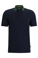 Interlock-cotton slim-fit polo shirt with colour-blocked collar