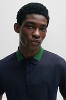 Interlock-cotton slim-fit polo shirt with colour-blocked collar