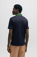 Interlock-cotton slim-fit polo shirt with colour-blocked collar