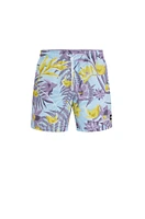 Tropical-print quick-drying swim shorts with logo badge