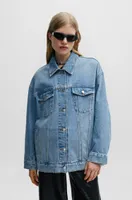 Chaqueta larga oversize fit de denim azul