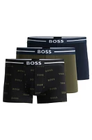 Three-pack of stretch-cotton trunks with logo waistbands