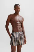 Fully lined swim shorts striped quick-dry fabric