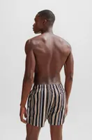 Fully lined swim shorts striped quick-dry fabric