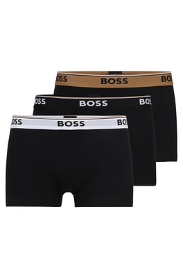 Three-pack of stretch-cotton trunks with logo waistbands