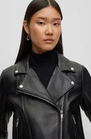 Regular-fit leather jacket with asymmetric zip