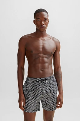 Micro-print quick-drying swim shorts with logo detail