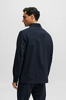 BOSS - Relaxed-fit button-up overshirt stretch material Dark Blue