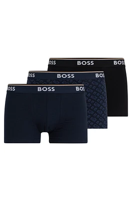 Three-pack of stretch-cotton trunks with logo waistbands