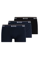 Three-pack of stretch-cotton trunks with logo waistbands