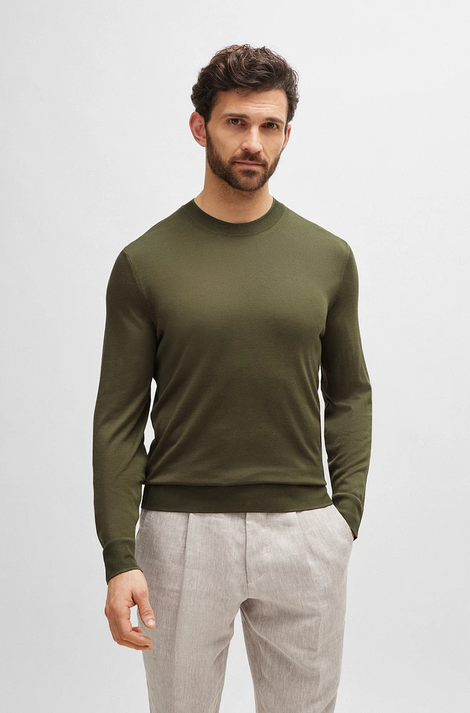 Regular-fit sweater fine-gauge silk