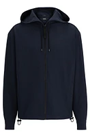 Zip-up relaxed-fit hooded shirt stretch fabric