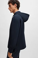 Zip-up relaxed-fit hooded shirt stretch fabric