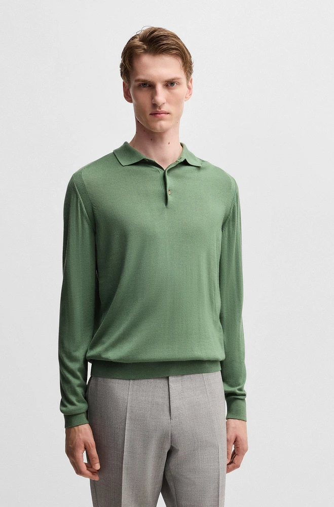 BOSS - Regular-fit polo sweater wool