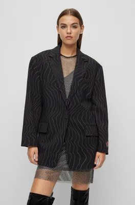 HUGO x Bella Poarch oversize-fit pinstripe jacket