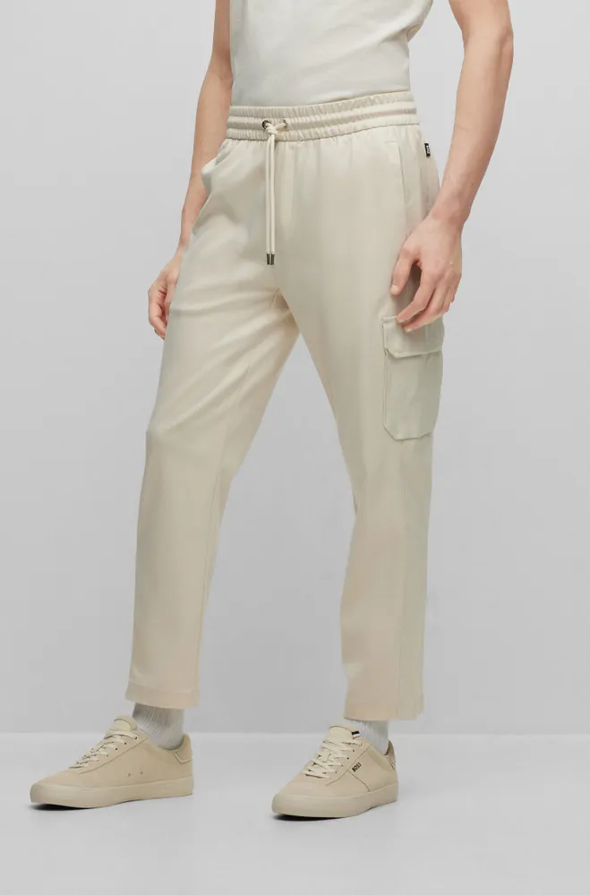 Mercerized-cotton tracksuit bottoms with insert details