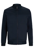 BOSS - Zip-up sweatshirt mercerized cotton with insert details Dark Blue