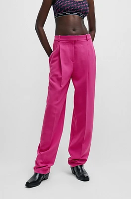 Wide-leg regular-fit trousers with front pleats