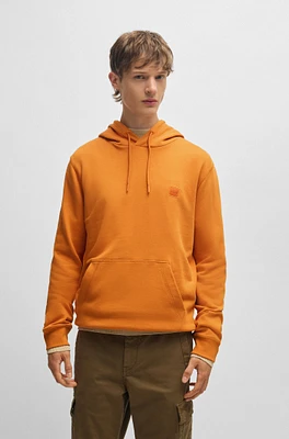 Regular-fit hoodie cotton terry with logo patch