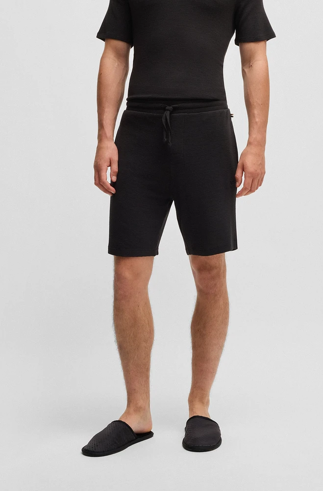 Stretch-jersey pajama shorts with embroidered logo