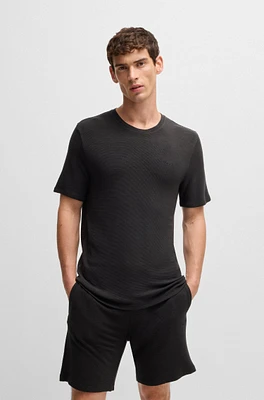 Stretch-jersey pajama T-shirt with embroidered logo