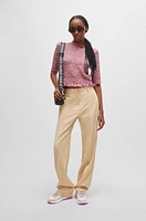 Regular-fit trousers stretch fabric with wide leg