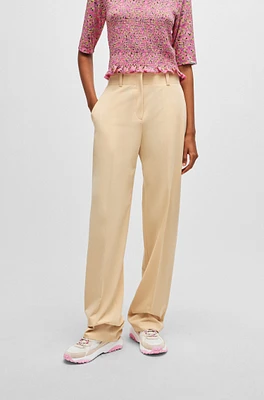 Regular-fit trousers stretch fabric with wide leg