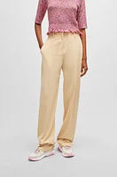 Regular-fit trousers stretch fabric with wide leg