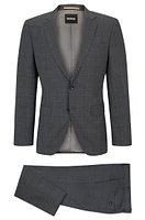 Slim-fit suit checked stretch wool