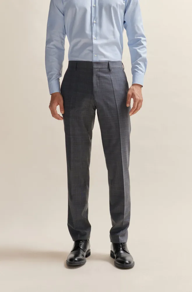 Slim-fit suit checked stretch wool